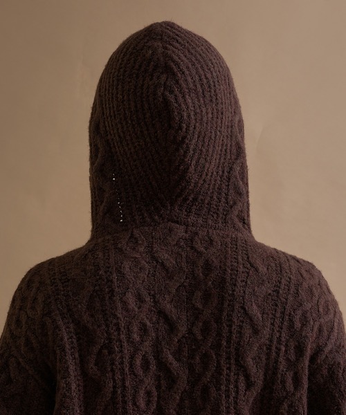 epnok（エプノック）の「ケーブルルーズニットパーカー（パーカー・メンズ・グレイッシュベージュ/チャコールグレー/ダークブラウン/ボルドー・SMALL/MEDIUM/LARGE）」の12枚目の写真