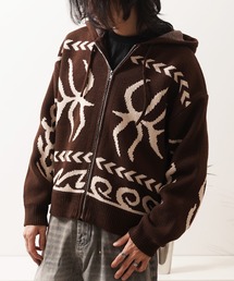 【Laufer】 Wジャガード ニット ZIPパーカー / Double Jacquard Knit Zip-Up Hoodie