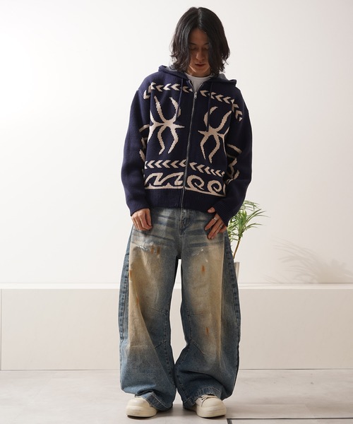Laufer(ロイファー)の「【Laufer】 Wジャガード ニット ZIPパーカー / Double Jacquard Knit Zip-Up Hoodie(パーカー・メンズ・ブラウン/ネイビー/ブラック・L/M)」の20枚目の写真