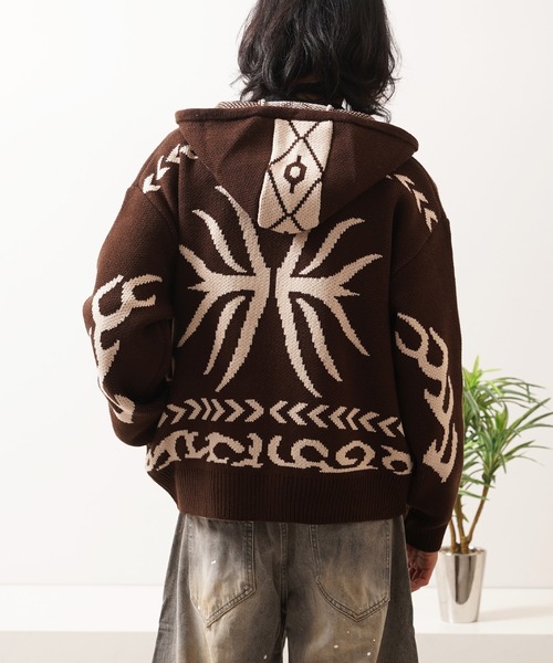 Laufer(ロイファー)の「【Laufer】 Wジャガード ニット ZIPパーカー / Double Jacquard Knit Zip-Up Hoodie(パーカー・メンズ・ブラウン/ネイビー/ブラック・L/M)」の16枚目の写真