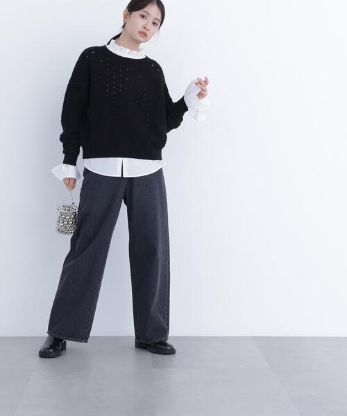 N.(N. Natural Beauty Basic)(エヌエヌナチュラルビューティーベーシック)の「アイレットニットプルオーバー(ニット/セーター・レディース・ピンク/ブラック/オフホワイト・フリ-)」の9枚目の写真