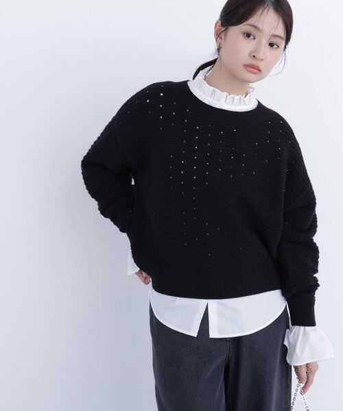 N.(N. Natural Beauty Basic)(エヌエヌナチュラルビューティーベーシック)の「アイレットニットプルオーバー(ニット/セーター・レディース・ピンク/ブラック/オフホワイト・フリ-)」の10枚目の写真