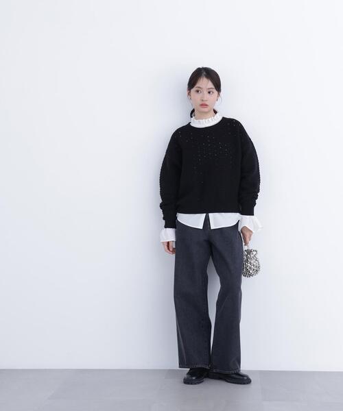 N.(N. Natural Beauty Basic)(エヌエヌナチュラルビューティーベーシック)の「アイレットニットプルオーバー(ニット/セーター・レディース・ピンク/ブラック/オフホワイト・フリ-)」の12枚目の写真