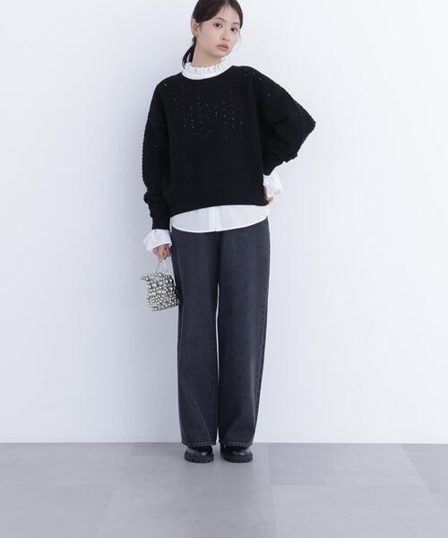 N.(N. Natural Beauty Basic)(エヌエヌナチュラルビューティーベーシック)の「アイレットニットプルオーバー(ニット/セーター・レディース・ピンク/ブラック/オフホワイト・フリ-)」の13枚目の写真