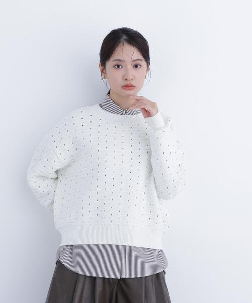 N.(N. Natural Beauty Basic)(エヌエヌナチュラルビューティーベーシック)の「アイレットニットプルオーバー(ニット/セーター・レディース・ピンク/ブラック/オフホワイト・フリ-)」の17枚目の写真