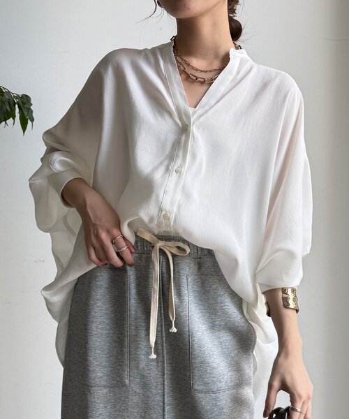 DouDou（ドゥドゥ）の「袖リブドルマンシャツ（シャツ/ブラウス・レディース・ブルー系その他/ピンク/オフホワイト/ライトベージュ・FREE）」の12枚目の写真