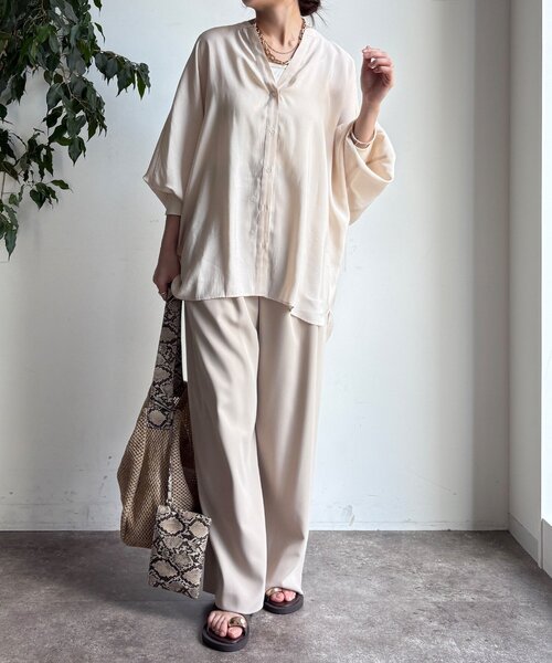 DouDou（ドゥドゥ）の「袖リブドルマンシャツ（シャツ/ブラウス・レディース・ブルー系その他/ピンク/オフホワイト/ライトベージュ・FREE）」の15枚目の写真