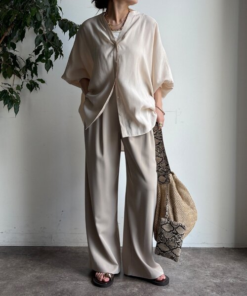 DouDou（ドゥドゥ）の「袖リブドルマンシャツ（シャツ/ブラウス・レディース・ブルー系その他/ピンク/オフホワイト/ライトベージュ・FREE）」の17枚目の写真