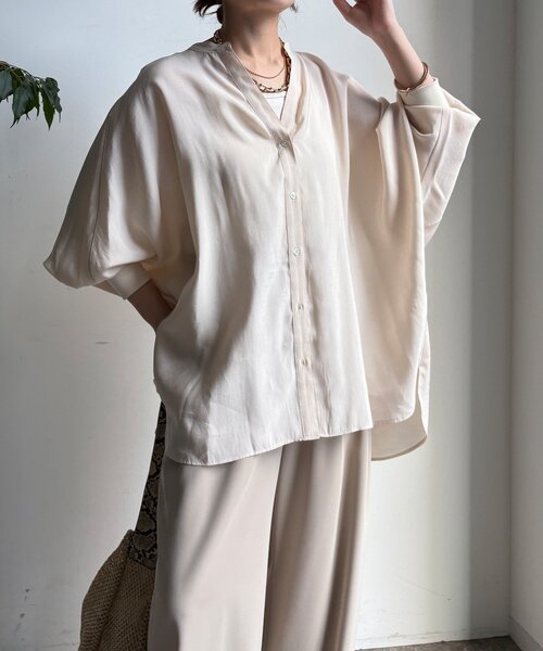 DouDou（ドゥドゥ）の「袖リブドルマンシャツ（シャツ/ブラウス・レディース・ブルー系その他/ピンク/オフホワイト/ライトベージュ・FREE）」の19枚目の写真