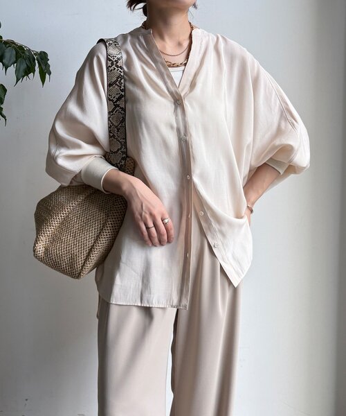 DouDou（ドゥドゥ）の「袖リブドルマンシャツ（シャツ/ブラウス・レディース・ブルー系その他/ピンク/オフホワイト/ライトベージュ・FREE）」の20枚目の写真