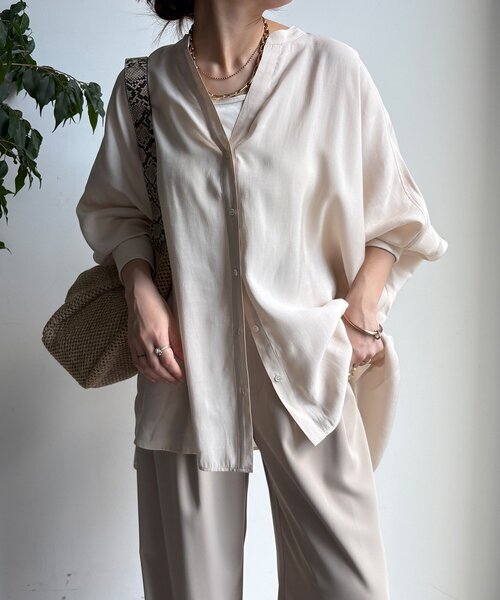 DouDou（ドゥドゥ）の「袖リブドルマンシャツ（シャツ/ブラウス・レディース・ブルー系その他/ピンク/オフホワイト/ライトベージュ・FREE）」の21枚目の写真