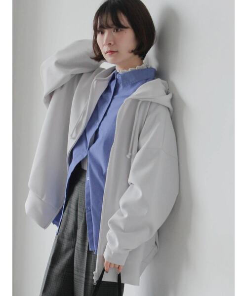 Samansa Mos2 blue（サマンサモスモスブルー）の「ダンボールジップパーカー（Tシャツ/カットソー・レディース・ブルー/チャコールグレー/シルバーグレー・F）」の2枚目の写真