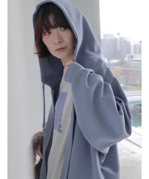 Samansa Mos2 blue（サマンサモスモスブルー）の「ダンボールジップパーカー（Tシャツ/カットソー・レディース・ブルー/チャコールグレー/シルバーグレー・F）」の9枚目の写真