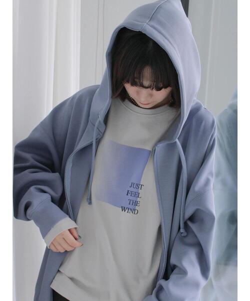 Samansa Mos2 blue（サマンサモスモスブルー）の「ダンボールジップパーカー（Tシャツ/カットソー・レディース・ブルー/チャコールグレー/シルバーグレー・F）」の10枚目の写真