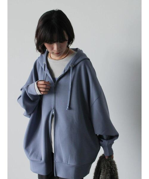 Samansa Mos2 blue（サマンサモスモスブルー）の「ダンボールジップパーカー（Tシャツ/カットソー・レディース・ブルー/チャコールグレー/シルバーグレー・F）」の11枚目の写真