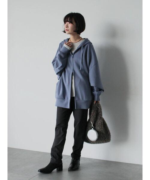 Samansa Mos2 blue（サマンサモスモスブルー）の「ダンボールジップパーカー（Tシャツ/カットソー・レディース・ブルー/チャコールグレー/シルバーグレー・F）」の12枚目の写真