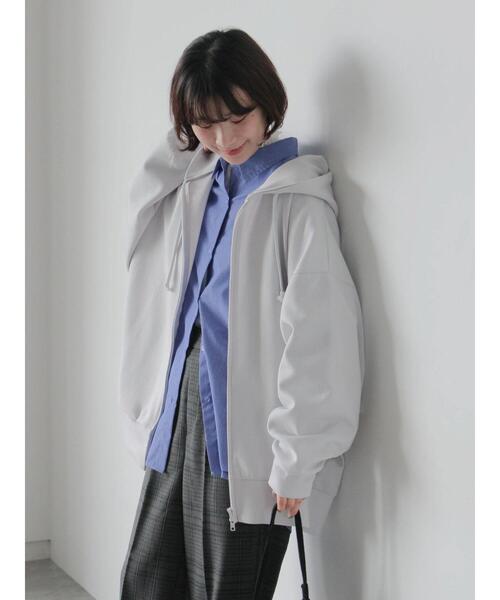 Samansa Mos2 blue（サマンサモスモスブルー）の「ダンボールジップパーカー（Tシャツ/カットソー・レディース・ブルー/チャコールグレー/シルバーグレー・F）」の16枚目の写真