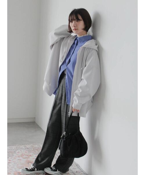 Samansa Mos2 blue（サマンサモスモスブルー）の「ダンボールジップパーカー（Tシャツ/カットソー・レディース・ブルー/チャコールグレー/シルバーグレー・F）」の18枚目の写真