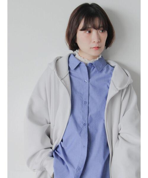 Samansa Mos2 blue（サマンサモスモスブルー）の「ダンボールジップパーカー（Tシャツ/カットソー・レディース・ブルー/チャコールグレー/シルバーグレー・F）」の19枚目の写真