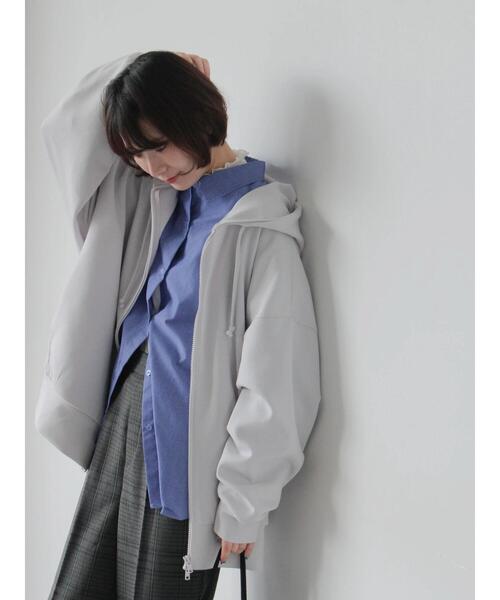 Samansa Mos2 blue（サマンサモスモスブルー）の「ダンボールジップパーカー（Tシャツ/カットソー・レディース・ブルー/チャコールグレー/シルバーグレー・F）」の20枚目の写真