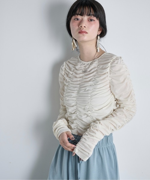 THE YOn（ザヨン）の「2WAYシャーリングシアーカーディガン（Tシャツ/カットソー・レディース・ライム/ブラウン/ブラック/アイボリー・FREE）」の7枚目の写真