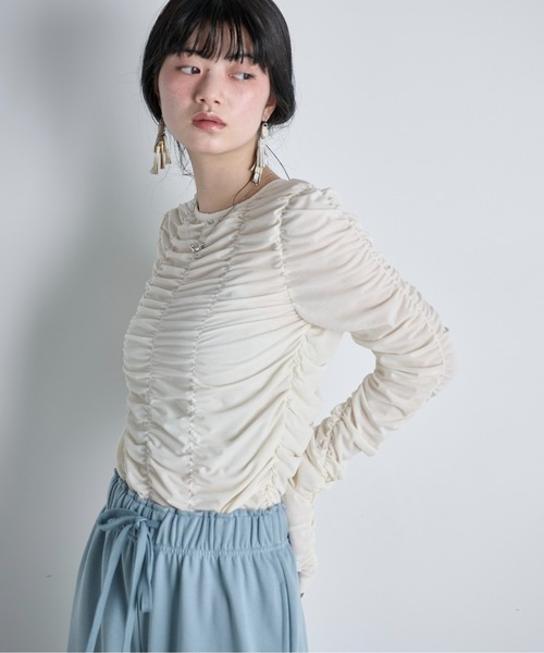 THE YOn（ザヨン）の「2WAYシャーリングシアーカーディガン（Tシャツ/カットソー・レディース・ライム/ブラウン/ブラック/アイボリー・FREE）」の8枚目の写真