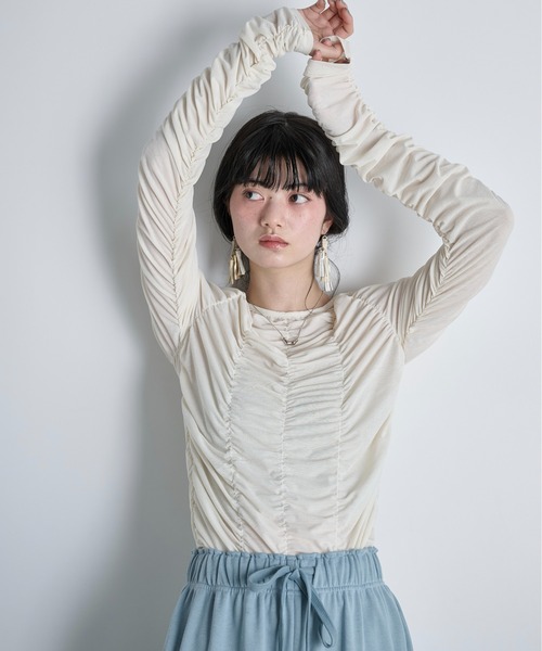 THE YOn（ザヨン）の「2WAYシャーリングシアーカーディガン（Tシャツ/カットソー・レディース・ライム/ブラウン/ブラック/アイボリー・FREE）」の6枚目の写真