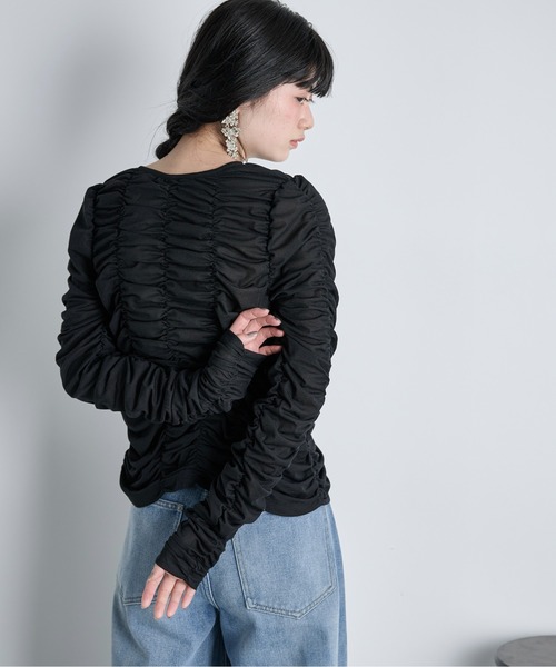 THE YOn（ザヨン）の「2WAYシャーリングシアーカーディガン（Tシャツ/カットソー・レディース・ライム/ブラウン/ブラック/アイボリー・FREE）」の20枚目の写真