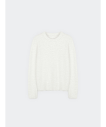 FLUFFY PULL OVER ROUND KNIT WHITE