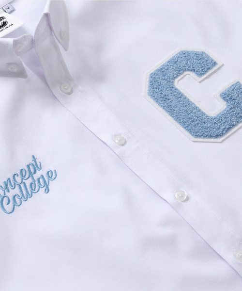 CONCEPTCOLLEGE（コンセプトカレッジ）の「スカイブルー Cパッチ ホワイトオックスフォード 半袖シャツ [成人男女共用]（シャツ/ブラウス・レディース・その他・X-LARGE/LARGE）」の3枚目の写真