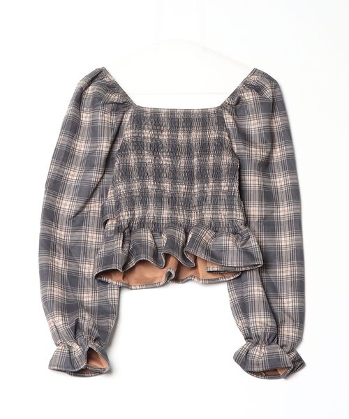 Nu（ニュー）の「【Nu】ベルト付きチェックトップス（シャツ/ブラウス・レディース・ブラック/ベージュ・MEDIUM）」の3枚目の写真