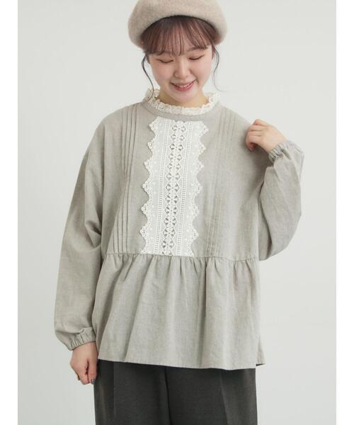 Samansa Mos2(サマンサ モスモス)の「前立てレース切替ブラウス(シャツ/ブラウス・レディース・ベージュ/グレー/オフホワイト/ブラック・F)」の16枚目の写真