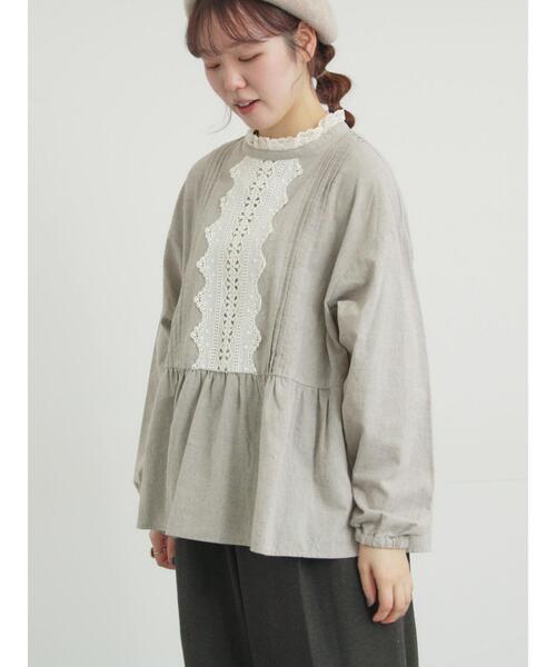 Samansa Mos2(サマンサ モスモス)の「前立てレース切替ブラウス(シャツ/ブラウス・レディース・ベージュ/グレー/オフホワイト/ブラック・F)」の15枚目の写真