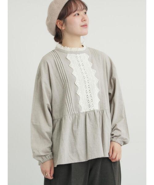 Samansa Mos2(サマンサ モスモス)の「前立てレース切替ブラウス(シャツ/ブラウス・レディース・ベージュ/グレー/オフホワイト/ブラック・F)」の12枚目の写真