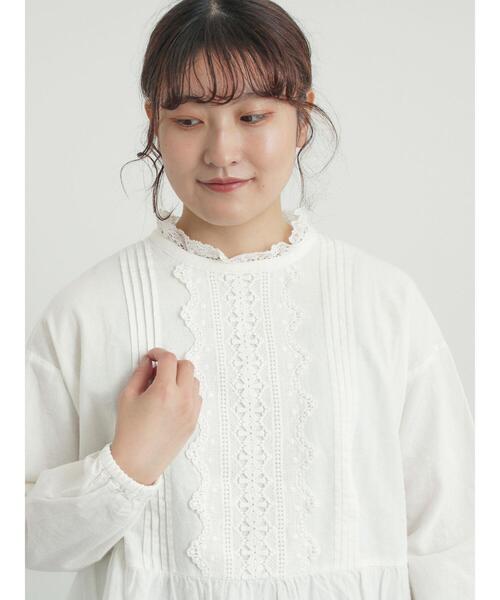 Samansa Mos2(サマンサ モスモス)の「前立てレース切替ブラウス(シャツ/ブラウス・レディース・ベージュ/グレー/オフホワイト/ブラック・F)」の8枚目の写真