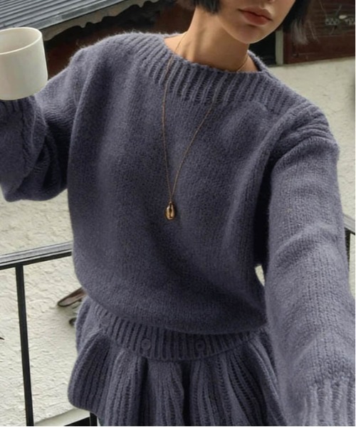 セール】ペプラムニット チュニック セーター（ニット/セーター