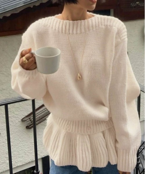 セール】ペプラムニット チュニック セーター（ニット/セーター