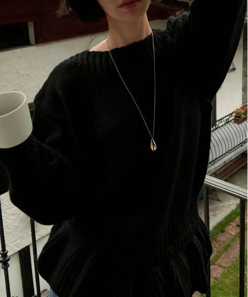 セール】ペプラムニット チュニック セーター（ニット/セーター