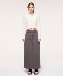 Belt Long Skirt, Charcoal