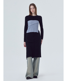 Pintuck Slit Jersey Dress, Black