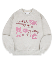 キー刺繍スウェットシャツ AMM1321 (オートミール)