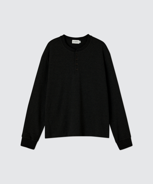 LEARVE(ルアブ)の「東京テクスチャーワッフルヘンリーネックブラック(Tシャツ/カットソー・メンズ・その他・L/M/XL)」の1枚目の写真