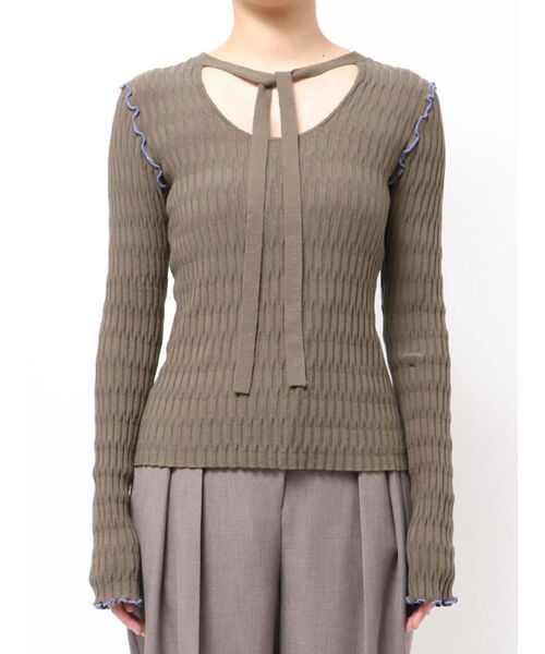 LAGUNAMOON（ラグナムーン）の「デザインリブボウタイニットプルオーバー（ニット/セーター・レディース・ブラック/ブラウン/ブルー・FREE）」の12枚目の写真