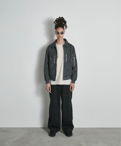 BLANK HOTEL(ブランクホテル)の「3D Design TR Stripe Wide Pants / 3DデザインTRストライプワイドパンツ(スラックス・メンズ・グレー/ブラック・L/M/S)」の9枚目の写真