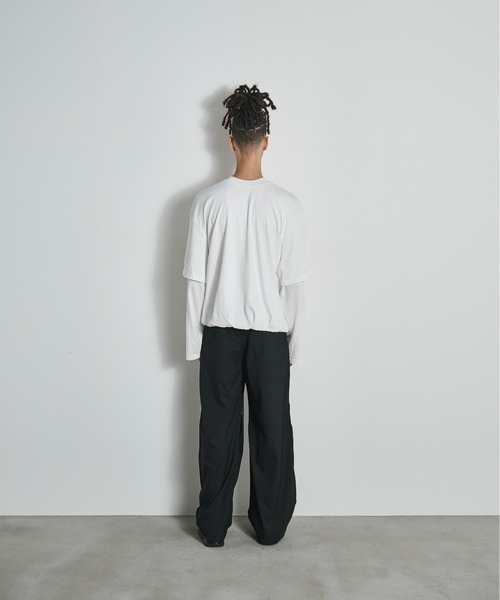 BLANK HOTEL(ブランクホテル)の「3D Design TR Stripe Wide Pants / 3DデザインTRストライプワイドパンツ(スラックス・メンズ・グレー/ブラック・L/M/S)」の3枚目の写真