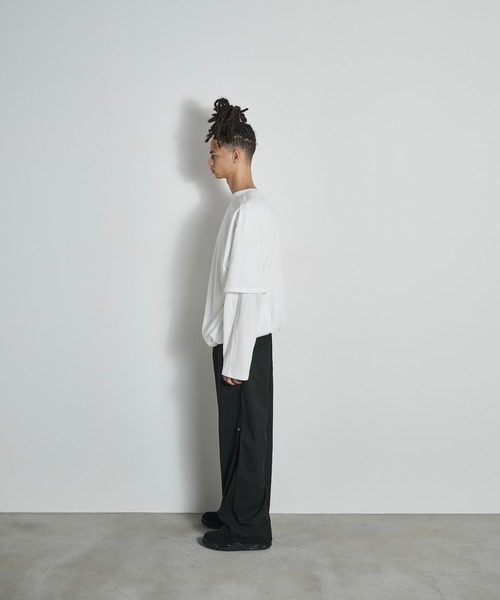 BLANK HOTEL(ブランクホテル)の「3D Design TR Stripe Wide Pants / 3DデザインTRストライプワイドパンツ(スラックス・メンズ・グレー/ブラック・L/M/S)」の5枚目の写真