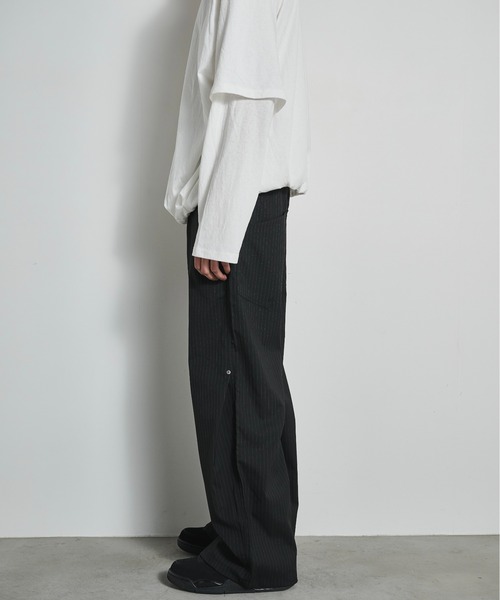 BLANK HOTEL(ブランクホテル)の「3D Design TR Stripe Wide Pants / 3DデザインTRストライプワイドパンツ(スラックス・メンズ・グレー/ブラック・L/M/S)」の18枚目の写真
