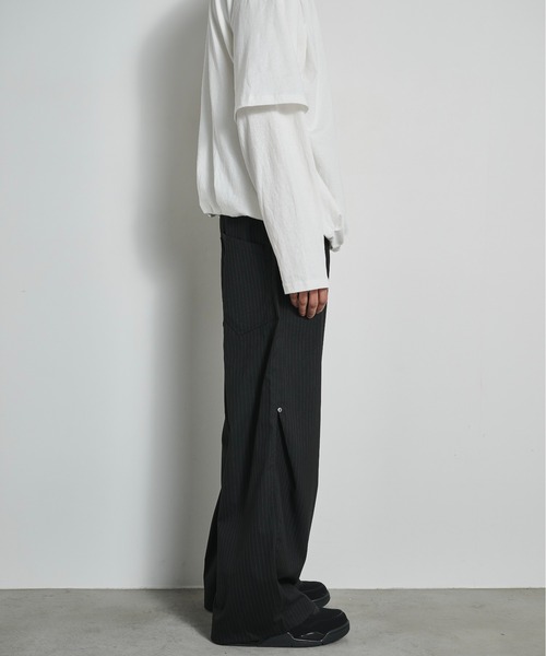 BLANK HOTEL(ブランクホテル)の「3D Design TR Stripe Wide Pants / 3DデザインTRストライプワイドパンツ(スラックス・メンズ・グレー/ブラック・L/M/S)」の20枚目の写真