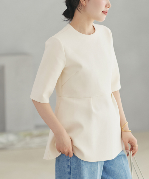 plage(プラージュ)の「air jersey pepram プルオーバー(Tシャツ/カットソー・レディース・ホワイト/ブラック・FREE)」の1枚目の写真
