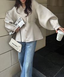 WILLFULLY（ウィルフリー）の「v neck volume sleeve peplum ponte tops（その他トップス）」